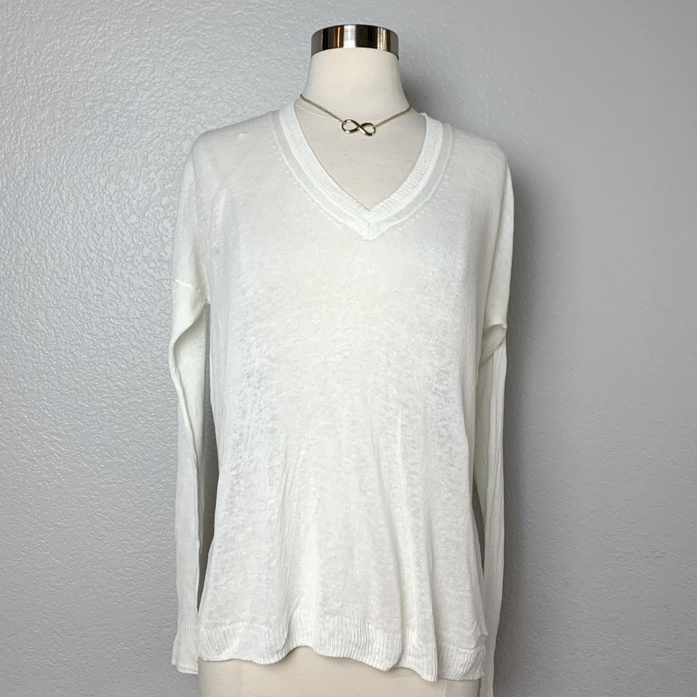 Madewell Women's Ivory Linen Blend Knit Pullover Sweater Size XS